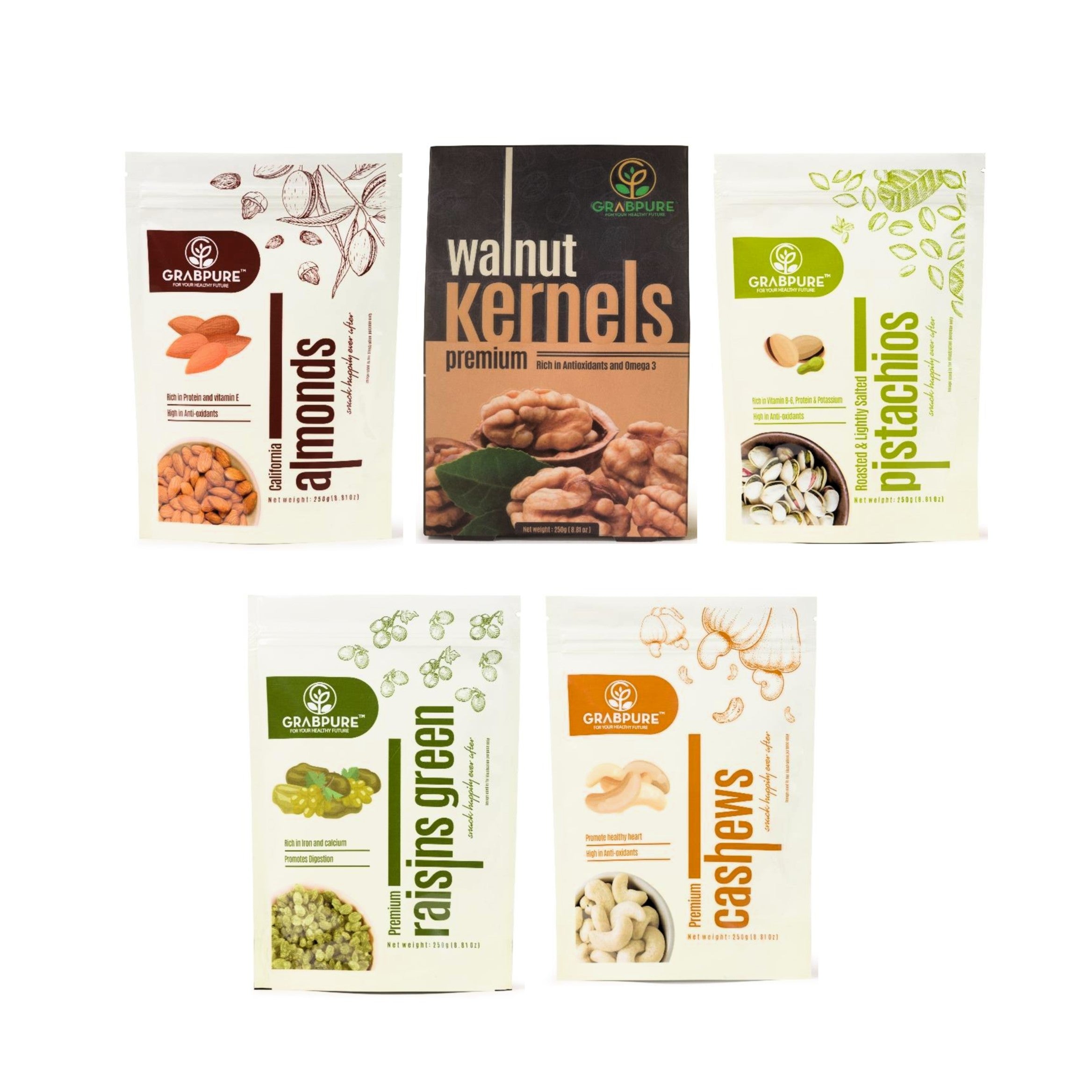 California Rais California Almonds 250g | Walnut Kernels 250g | Pistachios 250g | Rais ...
