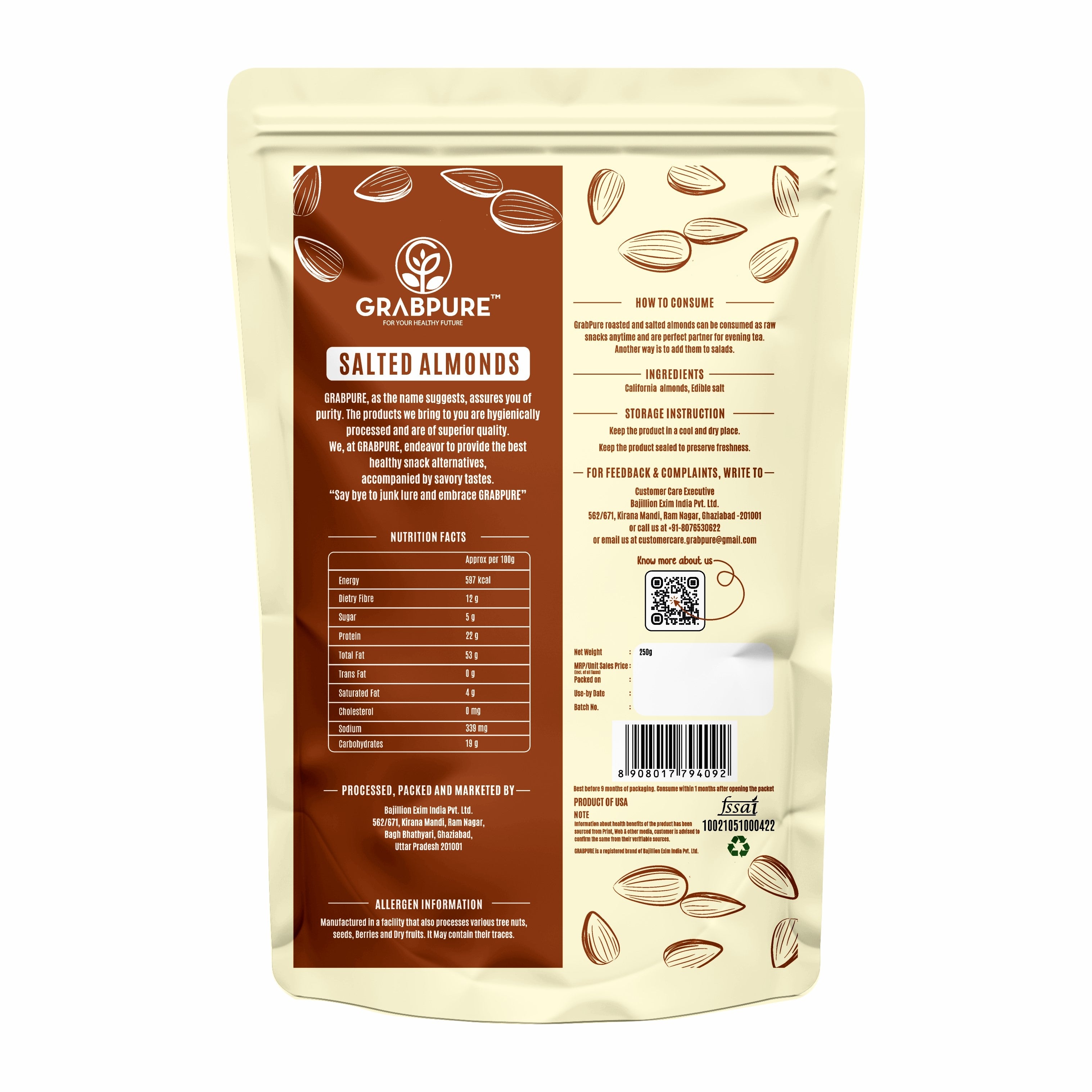 Almonds Roasted & Salted 250g | Cashew Roasted Masala 250g | Pistachio ...