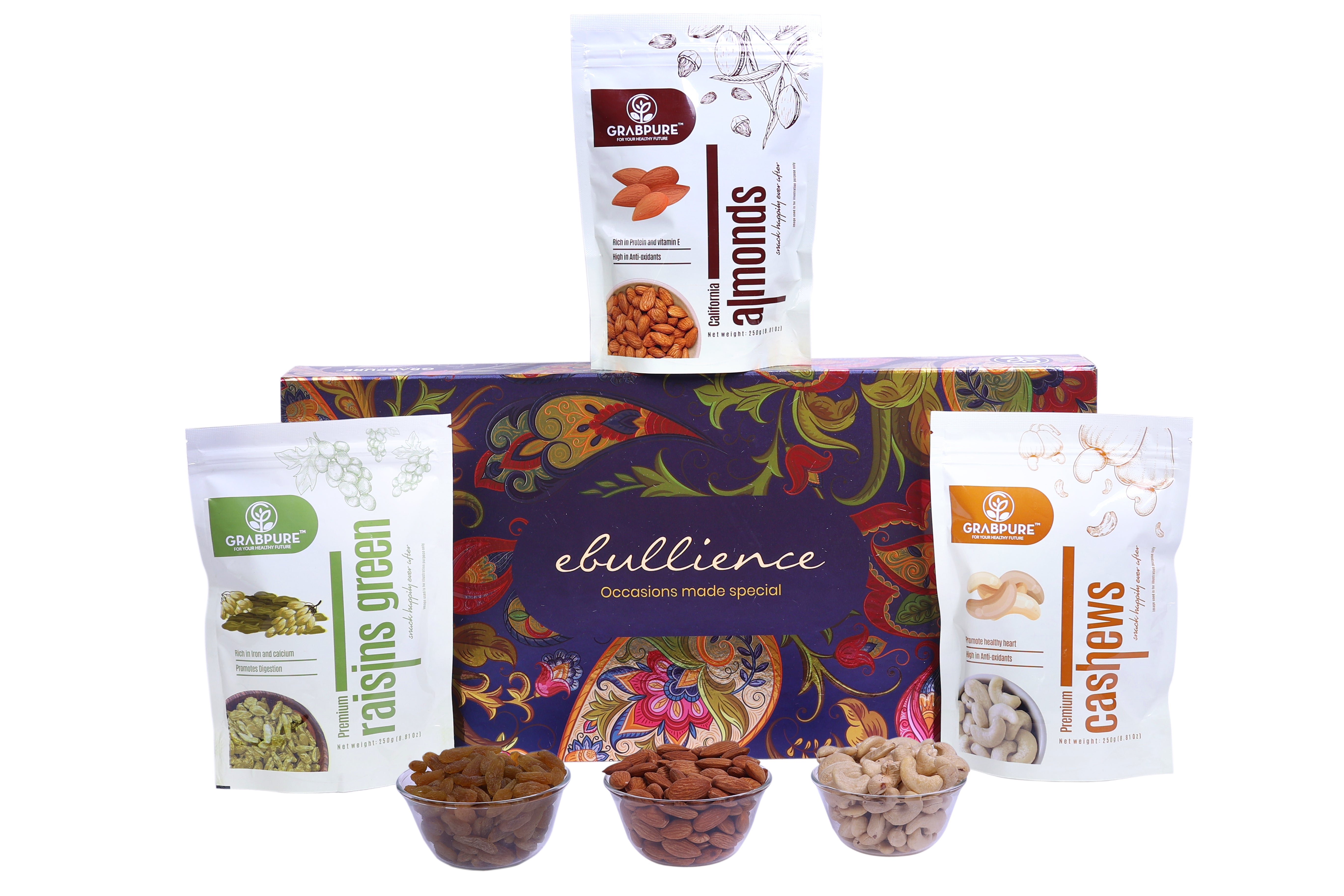 Ebullience Sapphire (Cashews 250g, Raisins long 250g, Califor| GrabPure