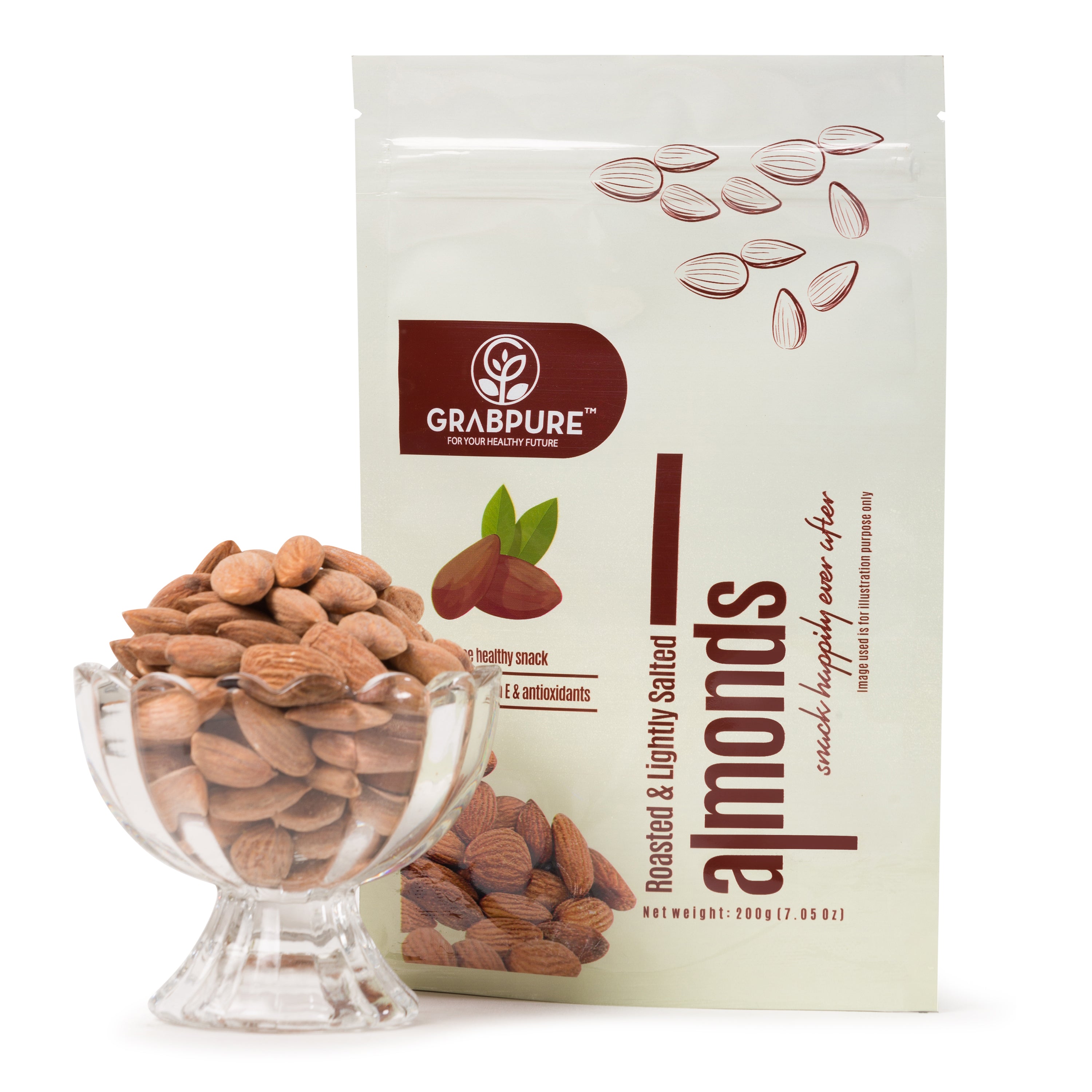 Roasted Lightly Salted Almonds Roasted | Roasted Badam | GrabPure